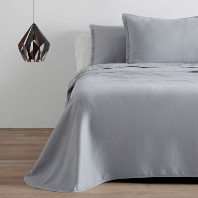 Colcha/Cubrecama de algodón reciclado Lines color Perla para cama de 180 cm. Incluye dos fundas de cojín