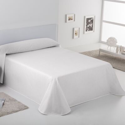 Einfache rustikale Tagesdecke / Tagesdecke in optisch weißer Farbe - 105 cm Bett - garngefärbt - 50% Baumwolle / 50% Polyester