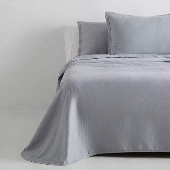 Couette/couvre-lit Lines en coton recyclé couleur Perle pour un lit de 90 cm. Comprend deux housses de coussin 2