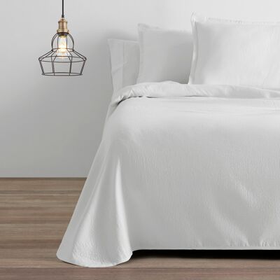 Colcha/Cubrecama de algodón reciclado Rice color Blanco para cama de 105 cm. Incluye dos fundas de cojín
