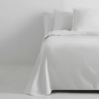 Couette/couvre-lit en coton recyclé Rice de couleur Blanc pour un lit de 105 cm. Comprend deux housses de coussin 2