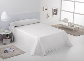 Couvre-lit rustique uni / couvre-lit de couleur blanc optique - lit 150/160 cm - teint en fil - 50% coton / 50% polyester