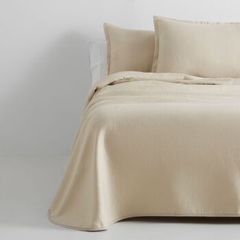 Couette/couvre-lit en coton recyclé Rice coloris Lin pour un lit de 105 cm. Comprend une housse de coussin 2