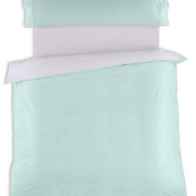 Conjunto de FUNDA NORDICA y funda de almohada Greta, color aqua - Cama de 150 (2 piezas) - 100% algodón - 200 hilos. Gramage: 125