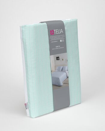 Parure HOUSSE DE COUETTE et taie d'oreiller Greta, coloris aqua - Lit de 105 (2 pièces) - 100% coton - 200 fils. Poids : 125 4