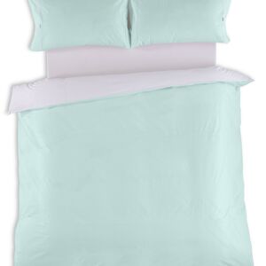 Parure HOUSSE DE COUETTE et taie d'oreiller Greta, coloris aqua - Lit 180 (3 pièces) - 100% coton - 200 fils. Poids : 125