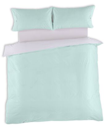 Parure HOUSSE DE COUETTE et taie d'oreiller Greta, coloris aqua - Lit 180 (3 pièces) - 100% coton - 200 fils. Poids : 125 1