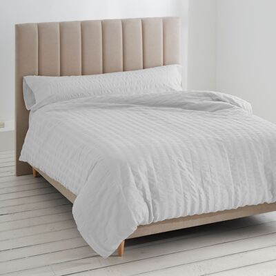 Dúo de funda nórdica Amán - Color blanco - Cama de 105 cm. - Estilo seersucker