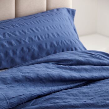 Duo housse de couette Amán - Coloris Bleu - Lit 90 cm. - Style crépon 2