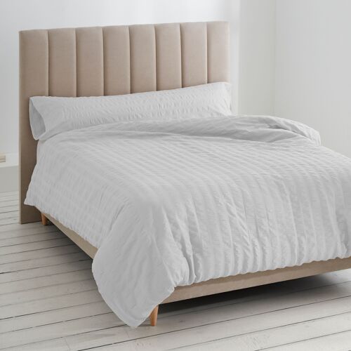 Dúo de funda nórdica Amán - Color blanco - Cama de 135/140 cm. - Estilo seersucker