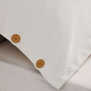 Duo de housses de couette en coton suisse blanc - Lit 150/160 (2 alm) cm - Fermeture boutons 3