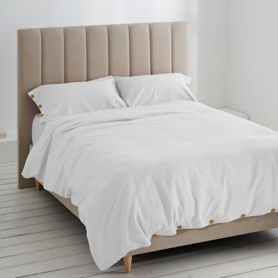 Bettbezug-Duo aus weißer Schweizer Baumwolle – Bett 135/140 cm – Knopfverschluss