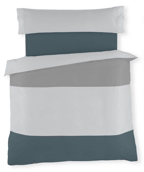 Dúo de funda nórdica tricolor - Plomo-Perla-Gris - Cama de 105 cm.