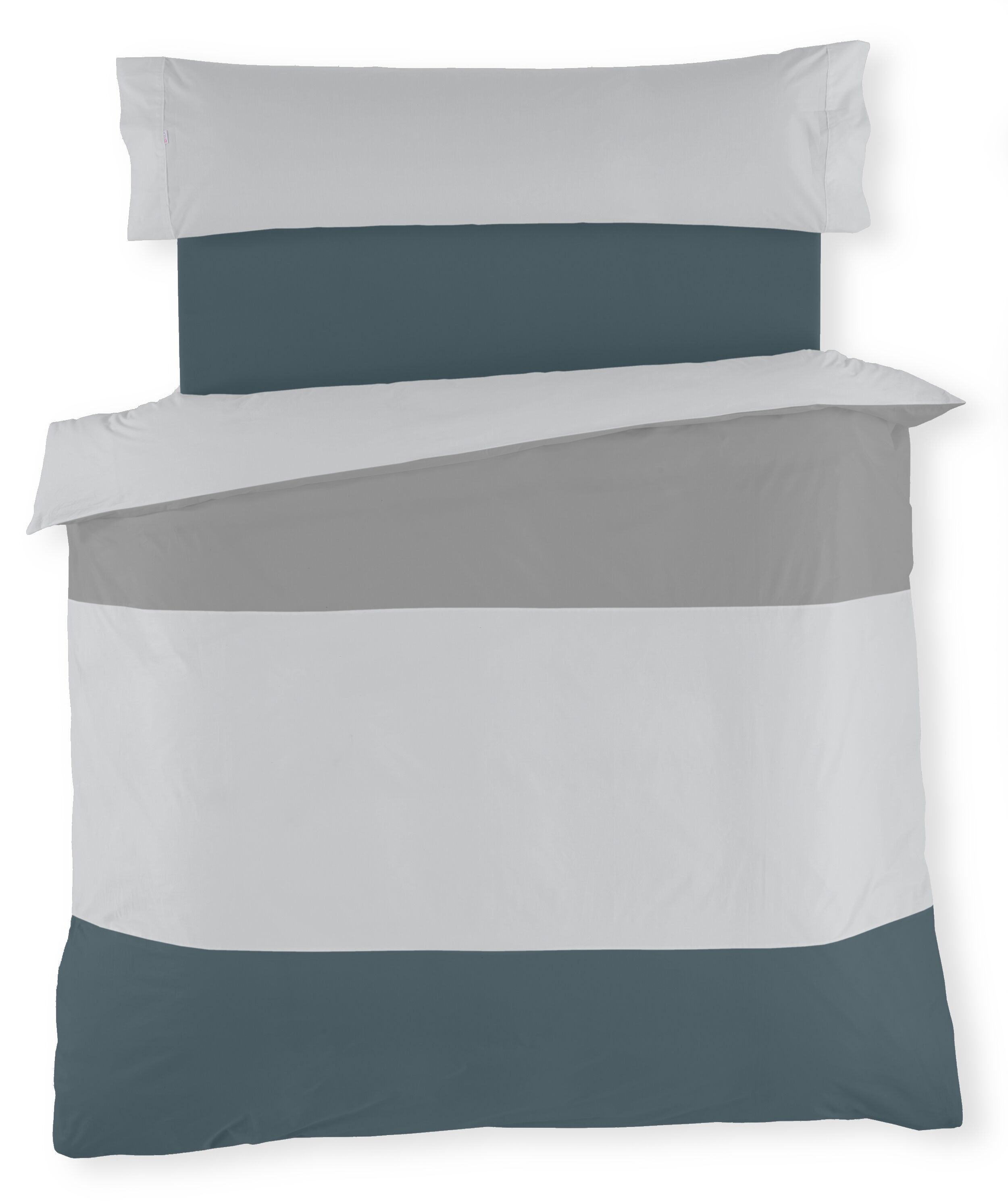 Duo copripiumino tricolore - Piombo-Perla-Grigio - letto 200 cm.