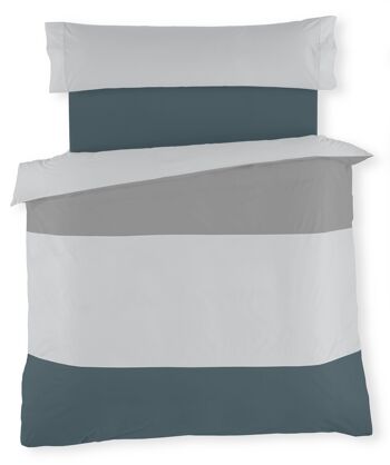 Duo housse de couette tricolore - Plomb-Perle-Gris - Lit 200 cm. 1