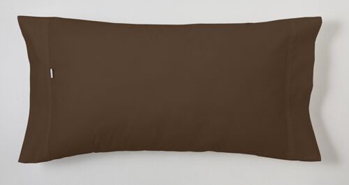 ESTELIA - Funda de almohada de algodón peinado color chocolate - 45x110 cm - 100% algodón - 200 hilos. Gramage: 125