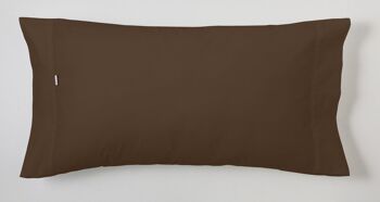 ESTELIA - Taie d'oreiller en coton peigné chocolat - 45x110 cm - 100% coton - 200 fils. Poids : 125 1