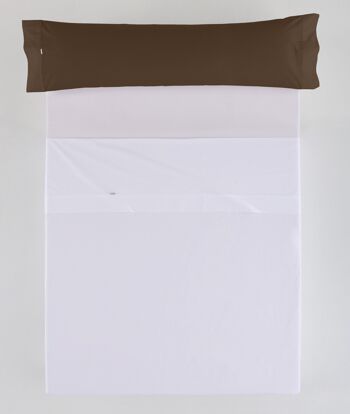 ESTELIA - Taie d'oreiller en coton peigné chocolat - 45x110 cm - 100% coton - 200 fils. Poids : 125 2