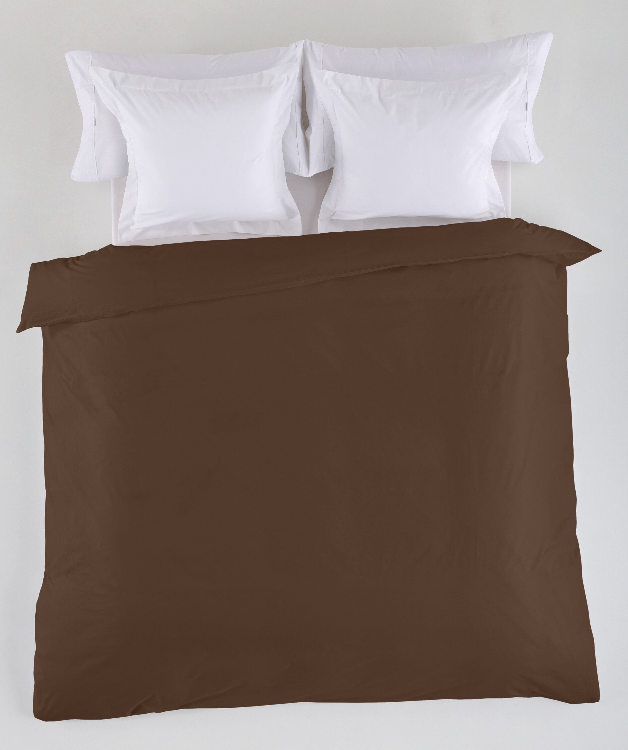 ESTELIA - COPRIPIUMINO liscio marrone - 135/140 letto (1 pezzo) - 50% cotone / 50% poliestere - 144 fili. Peso: 115