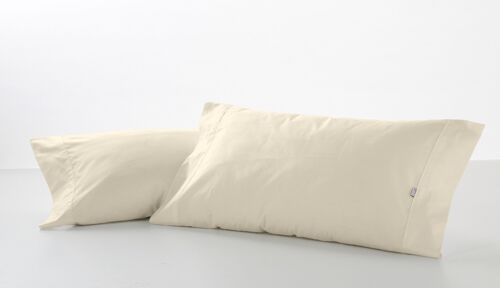 ESTELIA - Pack de dos fundas de almohada color crema - 45x95 cm - 50% algodón / 50% poliéster - 144 hilos. Gramage: 115