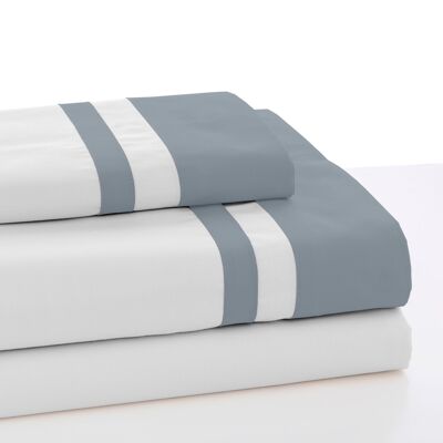 ESTELIA - Juego de sábanas Marbella color acero - Cama de 150 (4 piezas) -100% algodón - 200 hilos. Gramage: 125