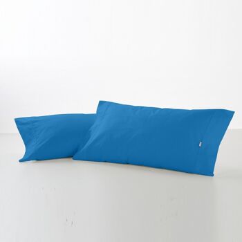 Taie d'oreiller bleu impérial - 45x125 cm - 50% coton / 50% polyester - 144 fils. Poids : 115 1