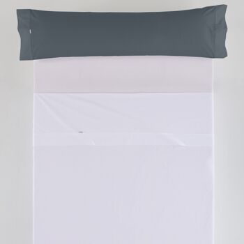 Taie d'oreiller grise - 45x125 cm - 50% coton / 50% polyester - 144 fils. Poids : 115 2