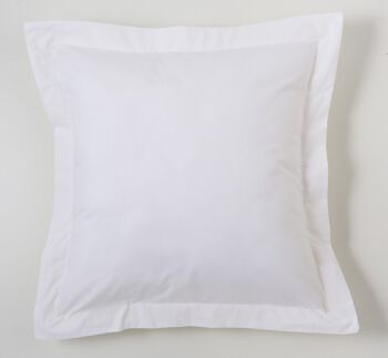 Housse de coussin blanche - 55x55 cm - 50% coton / 50% polyester - 144 fils. Poids : 115 1