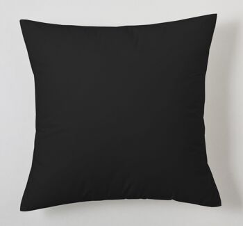 Housse de coussin noire - 40x40 cm - 50% coton / 50% polyester - 144 fils. Poids : 115