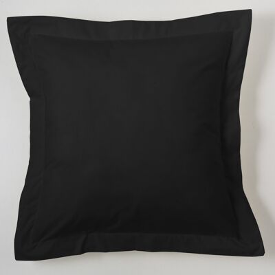 Housse de coussin noire - 55x55 cm - 50% coton / 50% polyester - 144 fils. Poids : 115