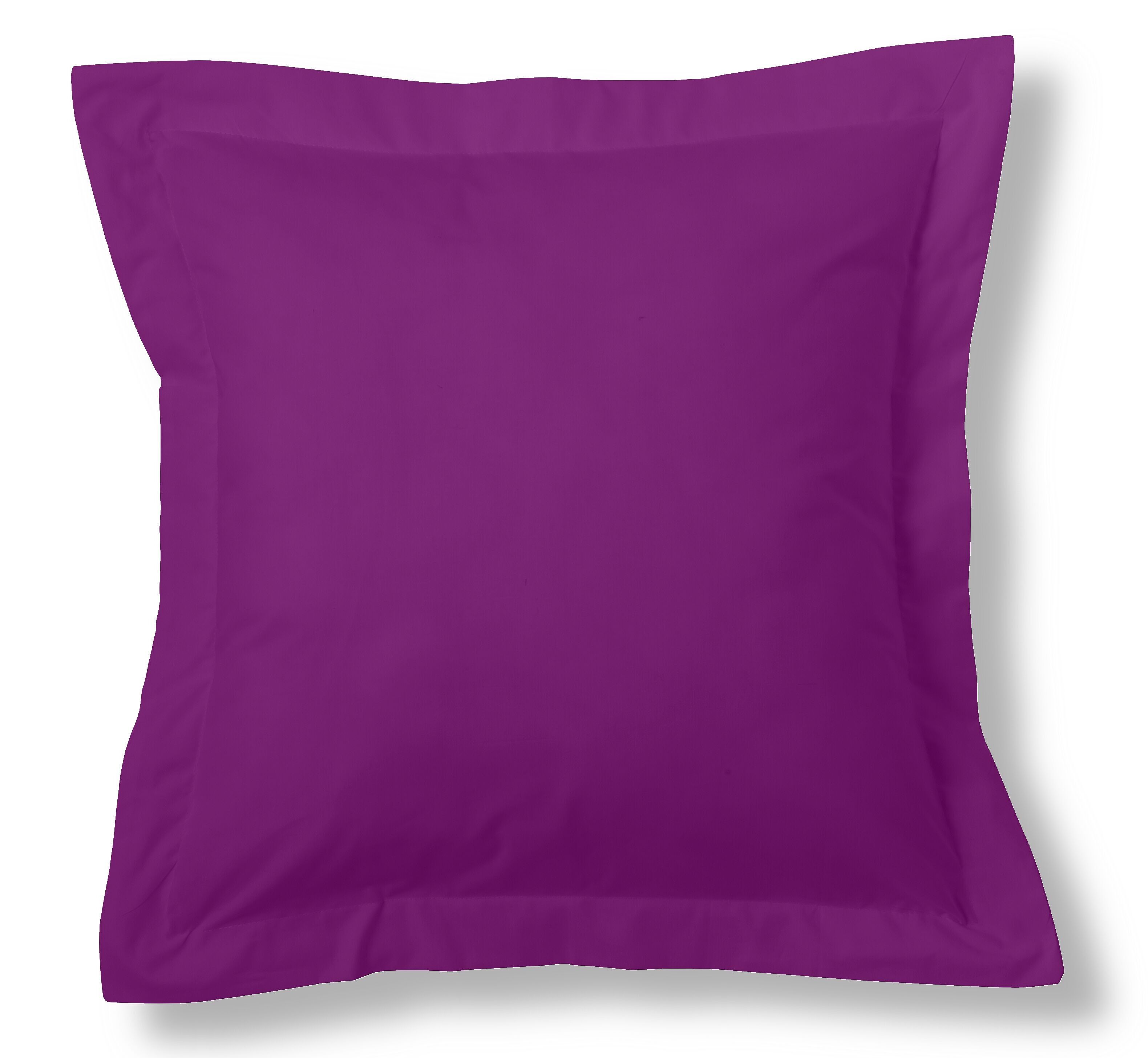 Fodera per cuscino combinata tinta unita viola - misura 45x45 + 5 cm. - 50% cotone-50% poliestere - 144 fili - finitura con linguette