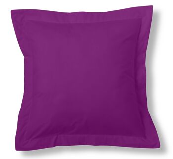 Housse de coussin combinée violet unie - mesure 45x45 + 5 cm. - 50% coton-50% polyester - 144 fils - finition languette