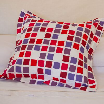 Kissenbezug mit rotem Quadrat bedruckt - Maße 55x55 + 5 cm. - 50 % Baumwolle / 50 % Polyester - 144 Fäden