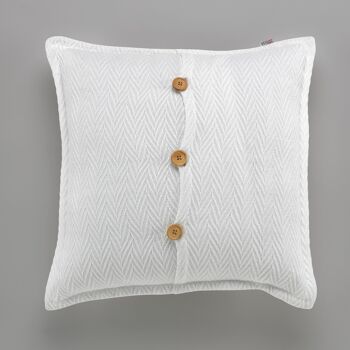 Housse de coussin Maia blanche. 50x50cm. Tissu jacquard 1