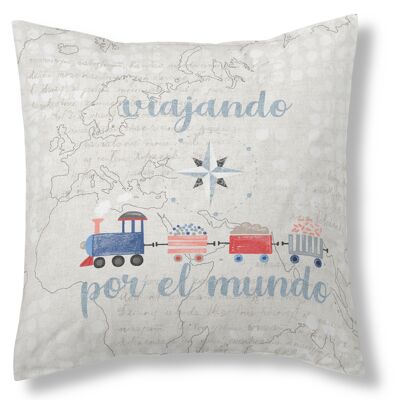 HOUSSE DE COUSSIN MIMUNDO - 50X50 CM - IMPRESSION NUMÉRIQUE - NUMÉRIQUE : 100% COTON / UNI : 50% COTON - 50% POLYESTER - 144 FILS