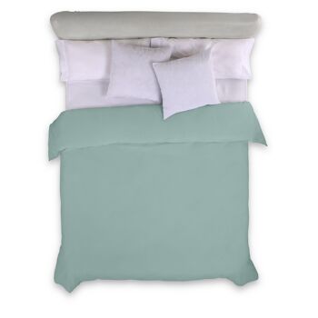 HOUSSE DE COUETTE coloris aqua - Lit 135/140 (1 pièce) - 100% coton - 144 fils. Poids : 115 1