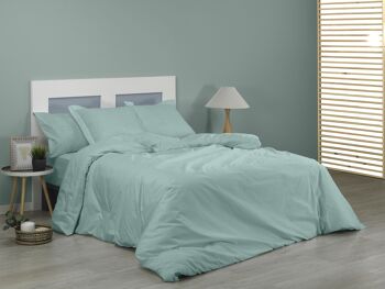 HOUSSE DE COUETTE coloris aqua - Lit 150/160 (1 pièce) - 100% coton - 144 fils. Poids : 115 3