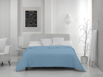 HOUSSE DE COUETTE bleu ciel - Lit 105 (1 pièce) - 100% coton - 144 fils. Poids : 115 2