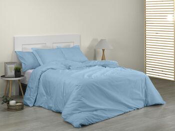 HOUSSE DE COUETTE bleu ciel - Lit 90 (1 pièce) - 100% coton - 144 fils. Poids : 115 3