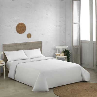 Weißer Bettbezug aus Bio-Baumwolle. 105 cm breites Bett.
