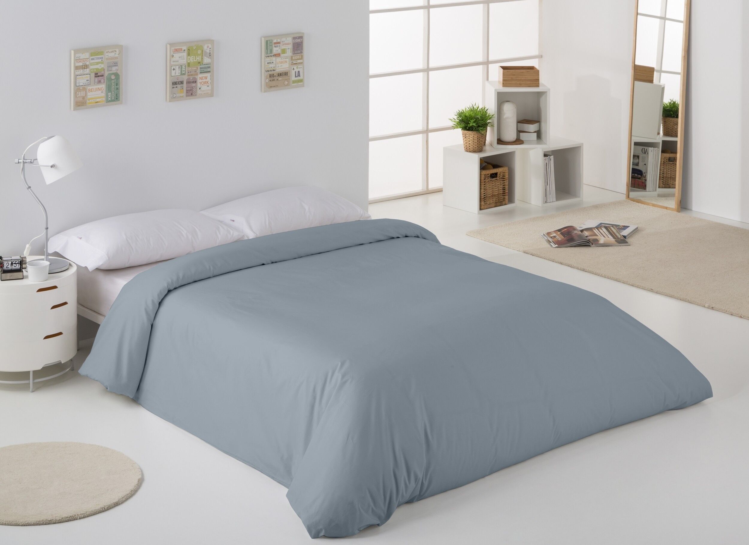 COPRIPIUMINO in cotone pettinato color acciaio - 180/200 letto (1 pezzo) - 100% cotone - 200 fili. Peso: 125