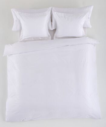 HOUSSE DE COUETTE en coton peigné blanc - Lit 90 (1 pièce) - 100% coton - 200 fils. Poids : 125 2