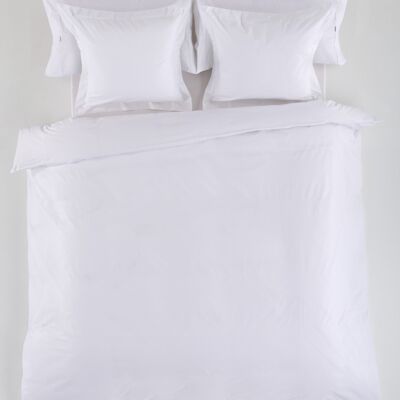 HOUSSE DE COUETTE en satin blanc - Lit de 105 (1 pièce) - 100% coton - 300 fils. Poids : 118