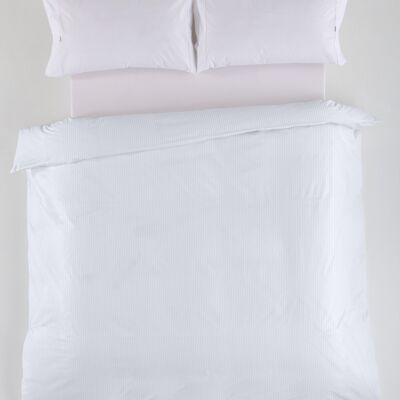 Bettbezug aus weiß gestreiftem Satin – Bett 150/160 (1 Stück) – 100 % Baumwolle – 300 Fäden. Gewicht: 118