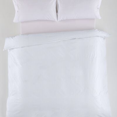 Bettbezug aus weiß gestreiftem Satin – 90 cm Bett (1 Stück) – 100 % Baumwolle – 300 Fäden. Gewicht: 118