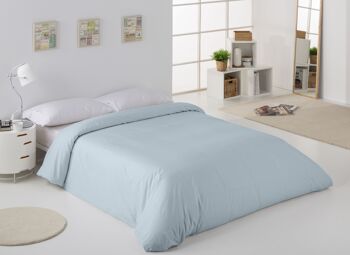 HOUSSE DE COUETTE uni bleu clair - Lit 90 (1 pièce) - 50% coton / 50% polyester - 144 fils. Poids : 115 2