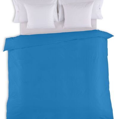 HOUSSE DE COUETTE uni bleu cendré - Lit 135/140 (1 pièce) - 50% coton / 50% polyester - 144 fils. Poids : 115