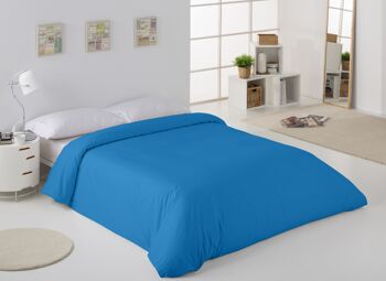 HOUSSE DE COUETTE uni bleu cendré - Lit 135/140 (1 pièce) - 50% coton / 50% polyester - 144 fils. Poids : 115 2