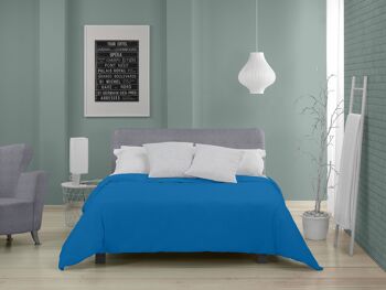 HOUSSE DE COUETTE uni bleu cendré - Lit 135/140 (1 pièce) - 50% coton / 50% polyester - 144 fils. Poids : 115 3