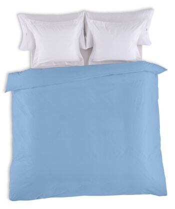 HOUSSE DE COUETTE uni bleu clair - Lit de 105 (1 pièce) - 50% coton / 50% polyester - 144 fils. Poids : 115 1